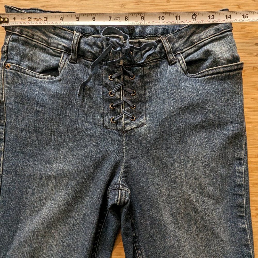 Liquid X Lace up Front Jeans with blue lace very good condition Size 9/10